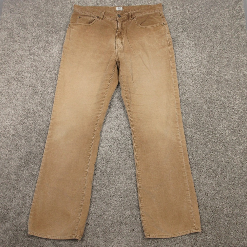 J Crew Pants Mens 35x32 Brown Corduroy Vintage Bootcut Faded 5 Pocket Zip Fly